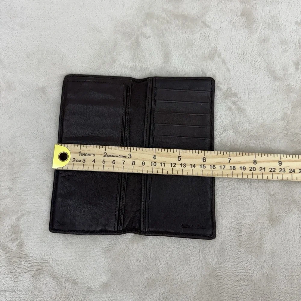 Geoffrey Beene Genuine Leather Breast Pocket Secretary Wallet Brown Vintage